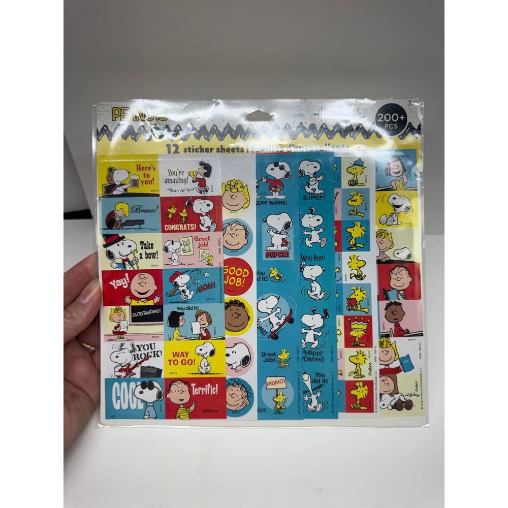 Hallmark Peanuts Snoopy Stickers 12 Sheets 200+ PCS Charlie Brown Woodstock NEW